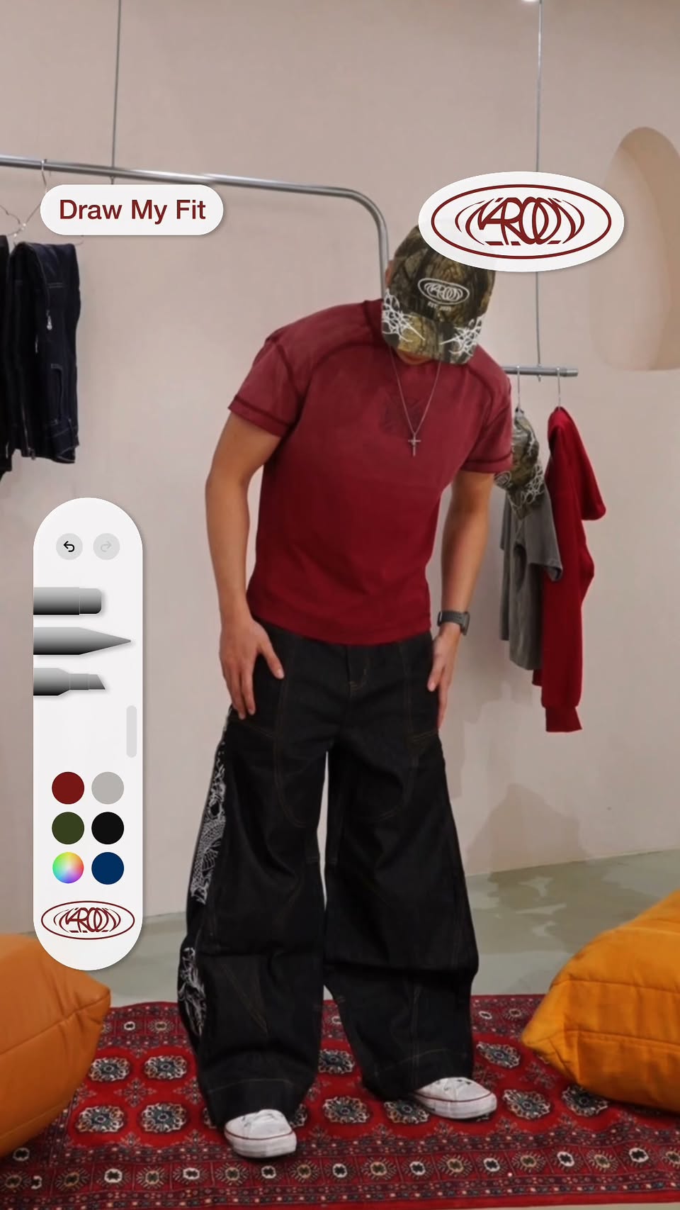 AROO Draw My Fit customization interface at Maroon Clothing