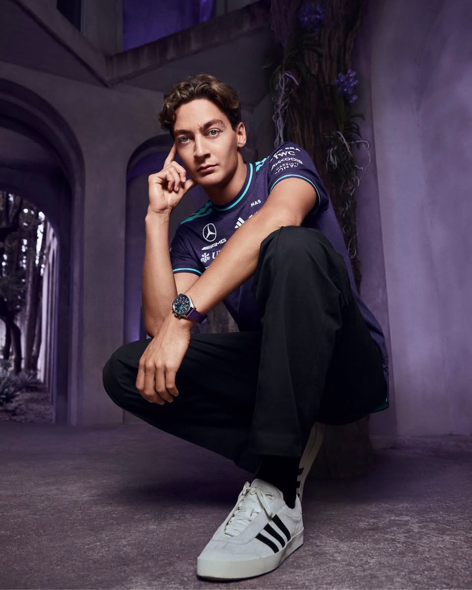 Mercedes-AMG PETRONAS team shirt and adidas sneakers