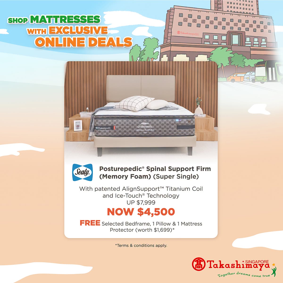 Sealy Posturepedic mattress at Takashimaya