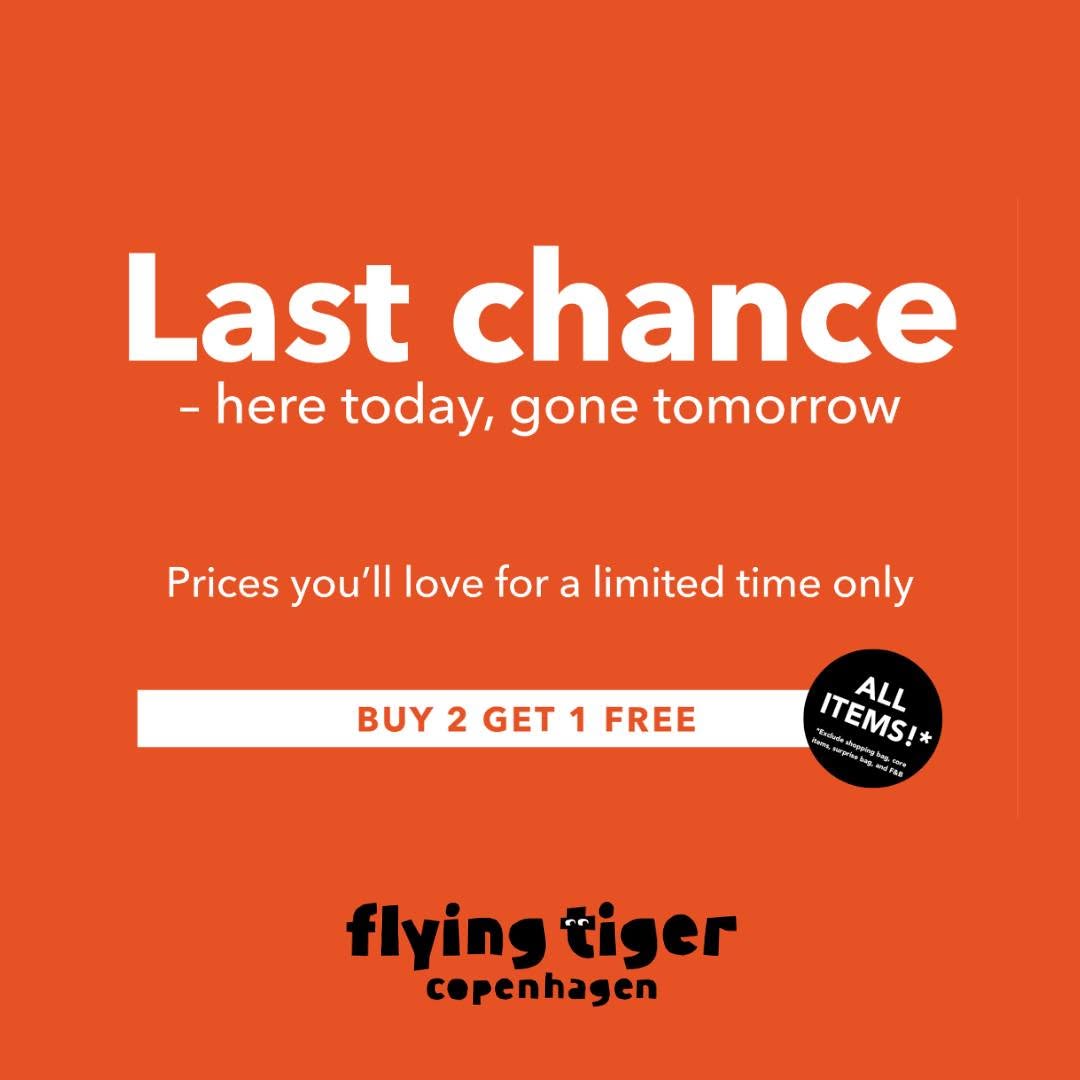 Flying Tiger Copenhagen Buy 2 Get 1 Free promotion
