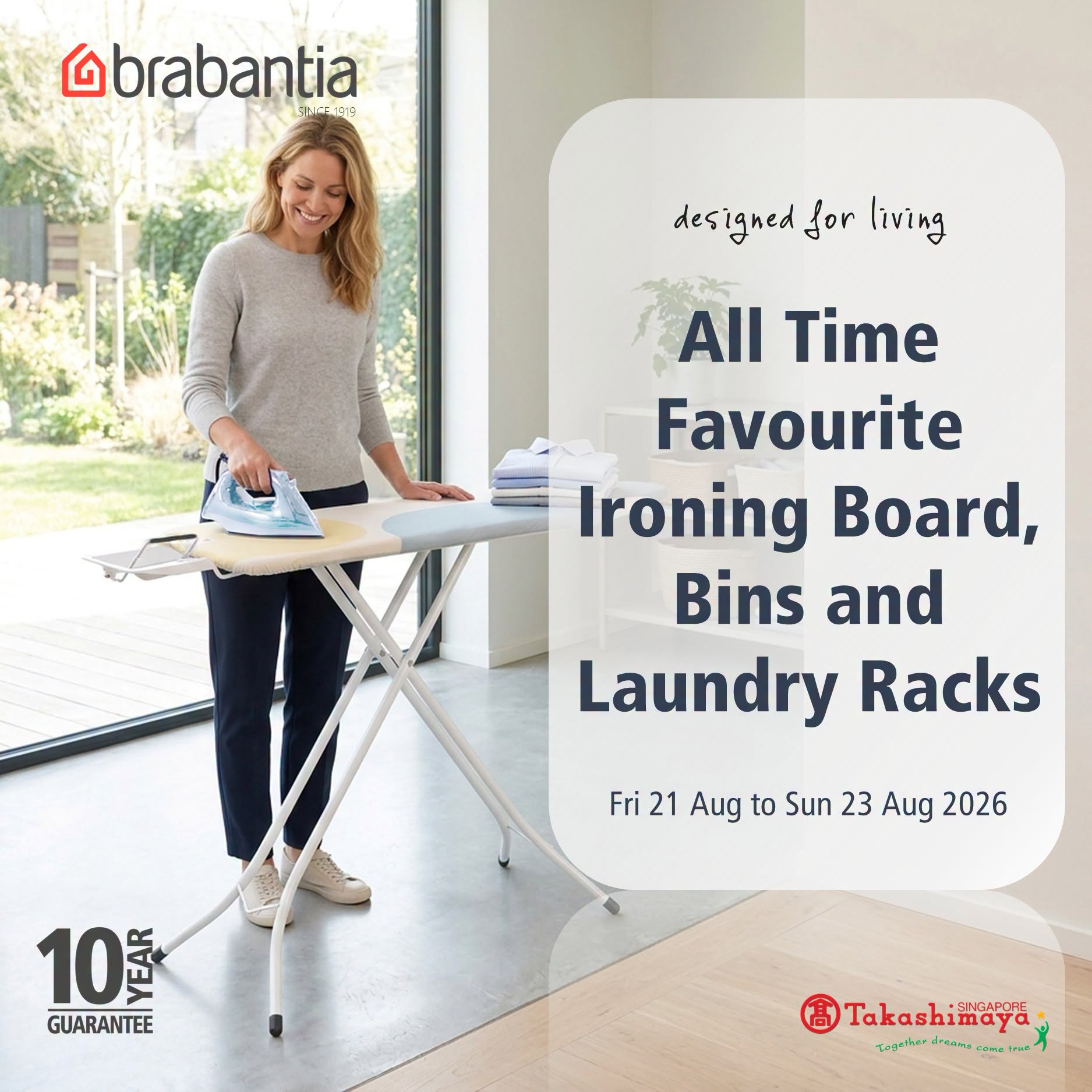 Brabantia Sale at Takashimaya: Up to 42% Off Ironing Boards, Bins and Drying
