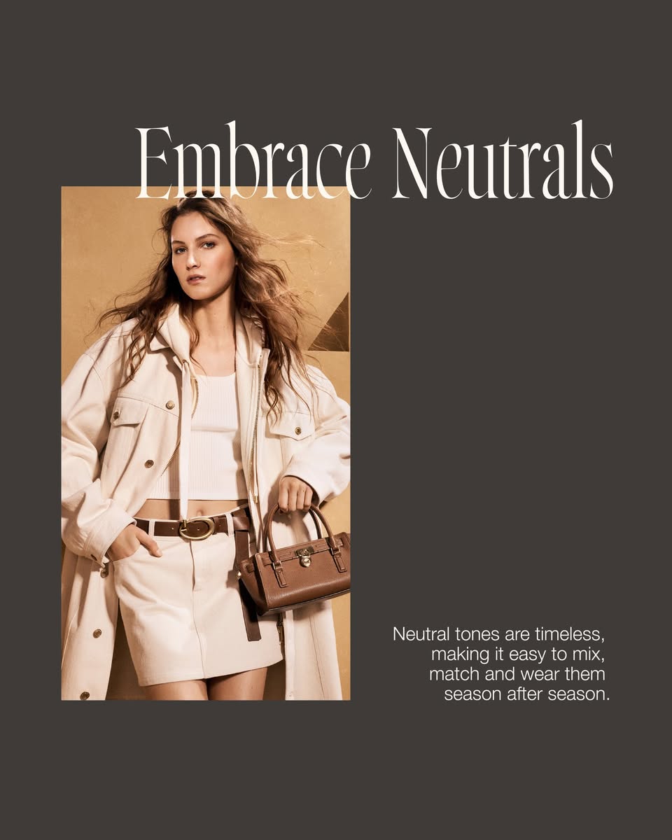 Neutral-toned trench coat ensemble from Michael Kors