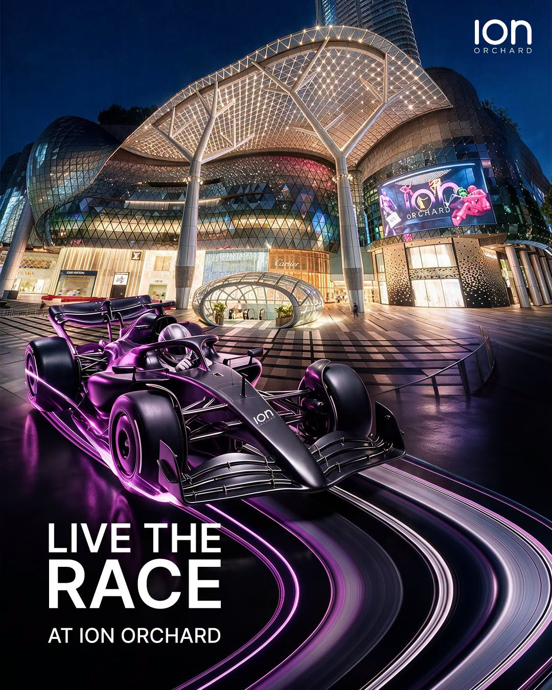 Live The Race at ION Orchard with a Formula 1-style race car display
