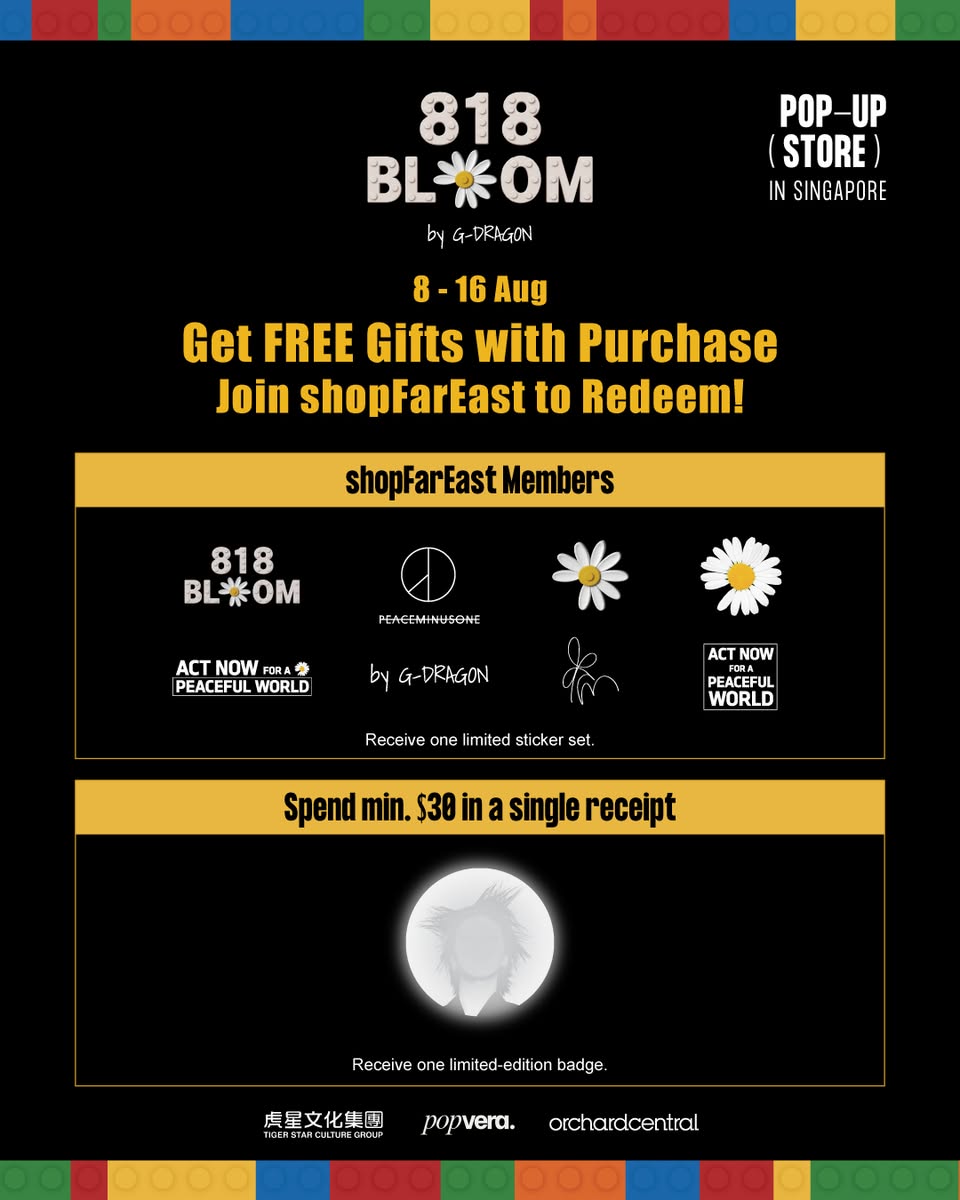 818 BLOOM pop-up sticker set and badge