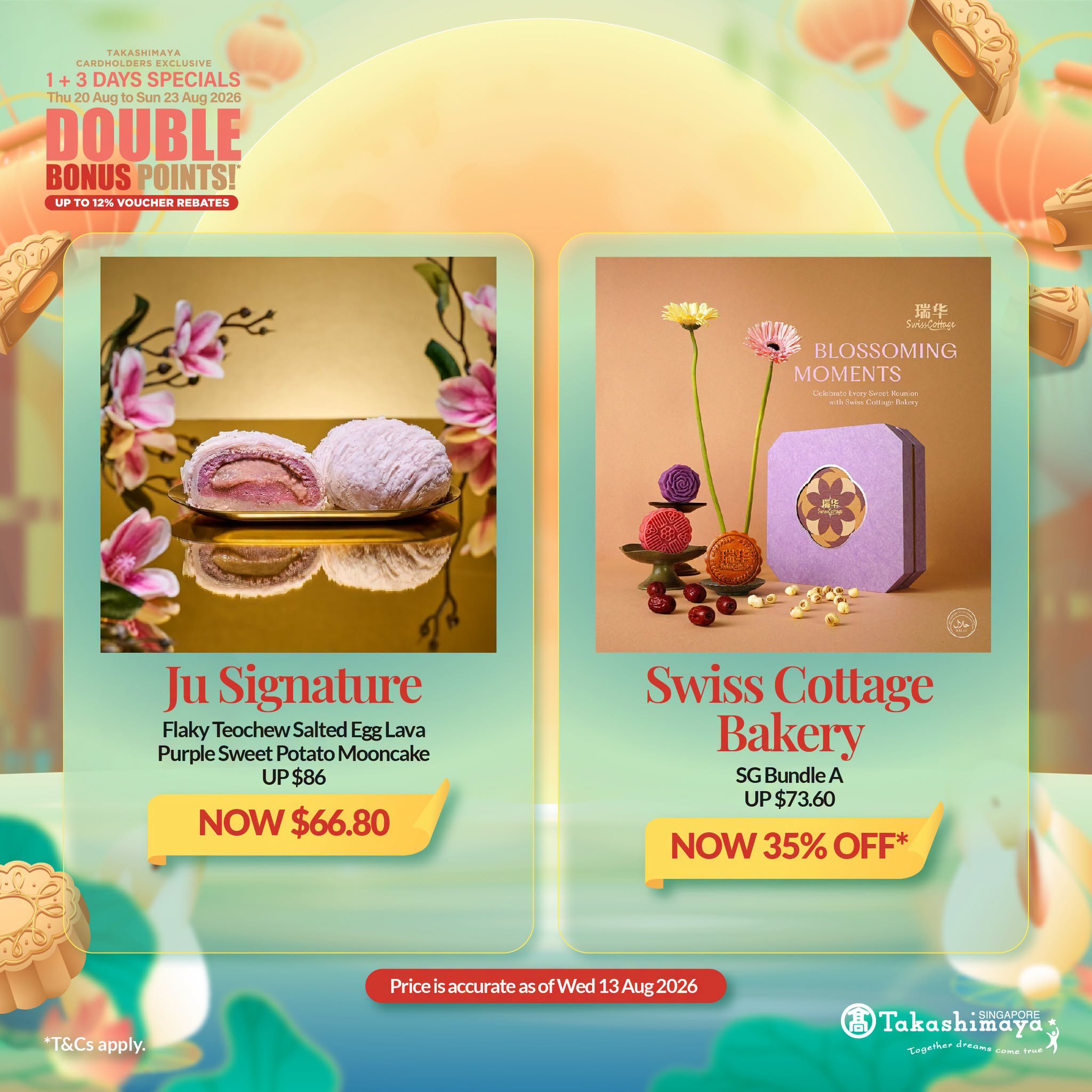 Ju Signature and Swiss Cottage Bakery mooncake deals at Takashimaya
