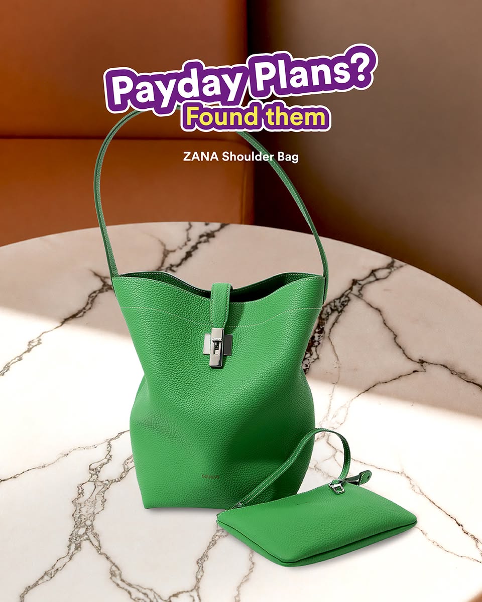 ZANA Shoulder Bag in green with matching coin purse