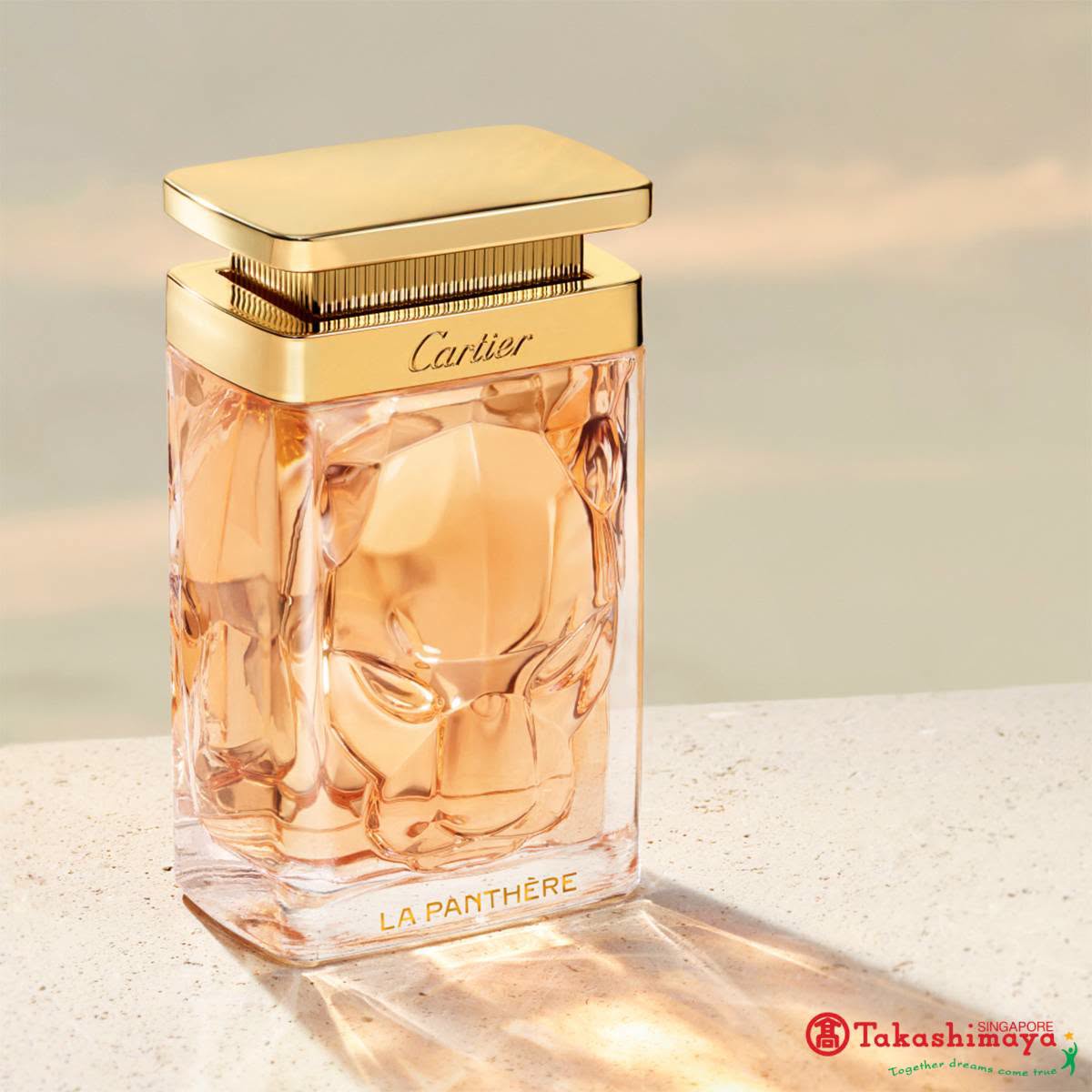 Cartier La Panthère fragrance bottle with Takashimaya Singapore branding