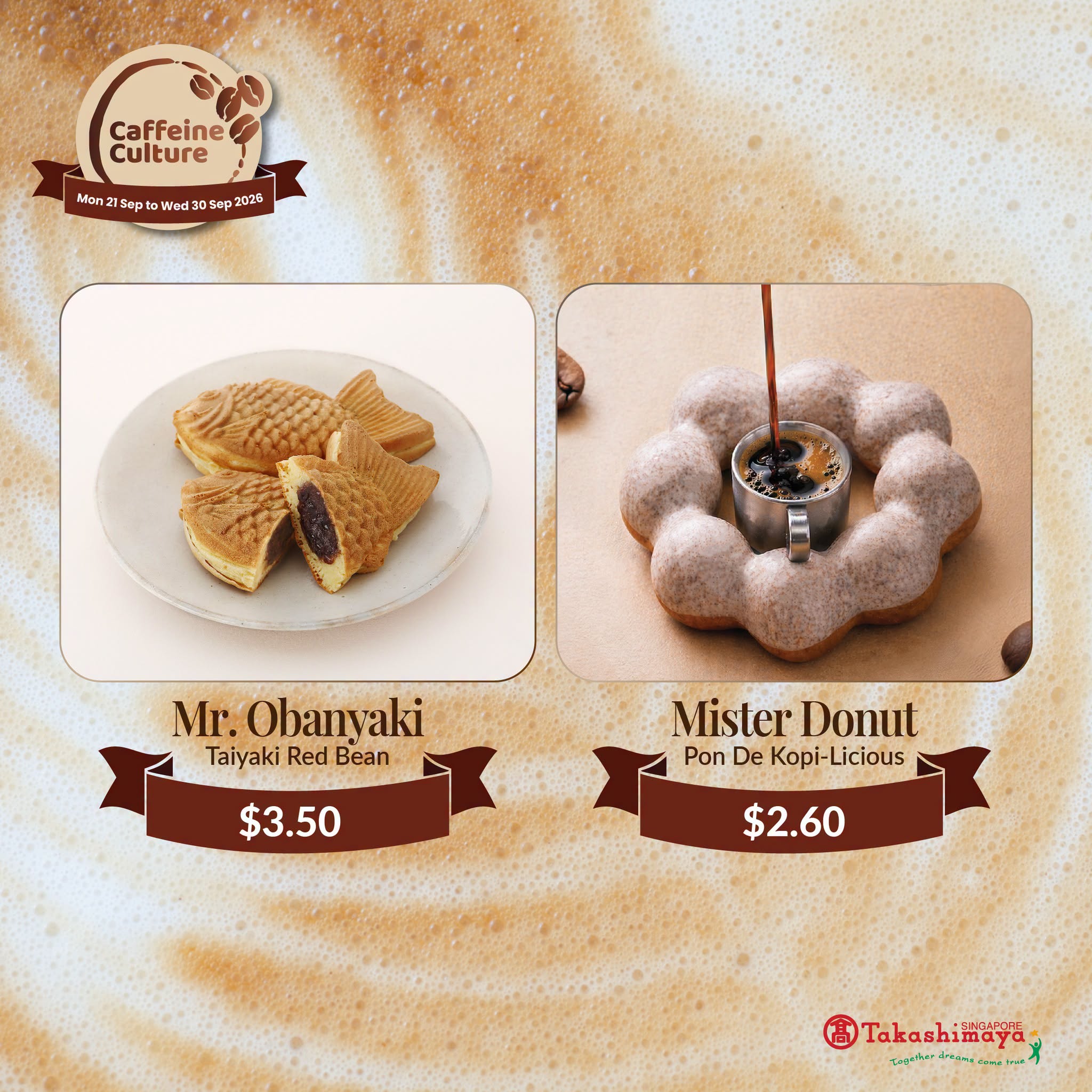 Mr. Obanyaki and Mister Donut coffee-themed treats