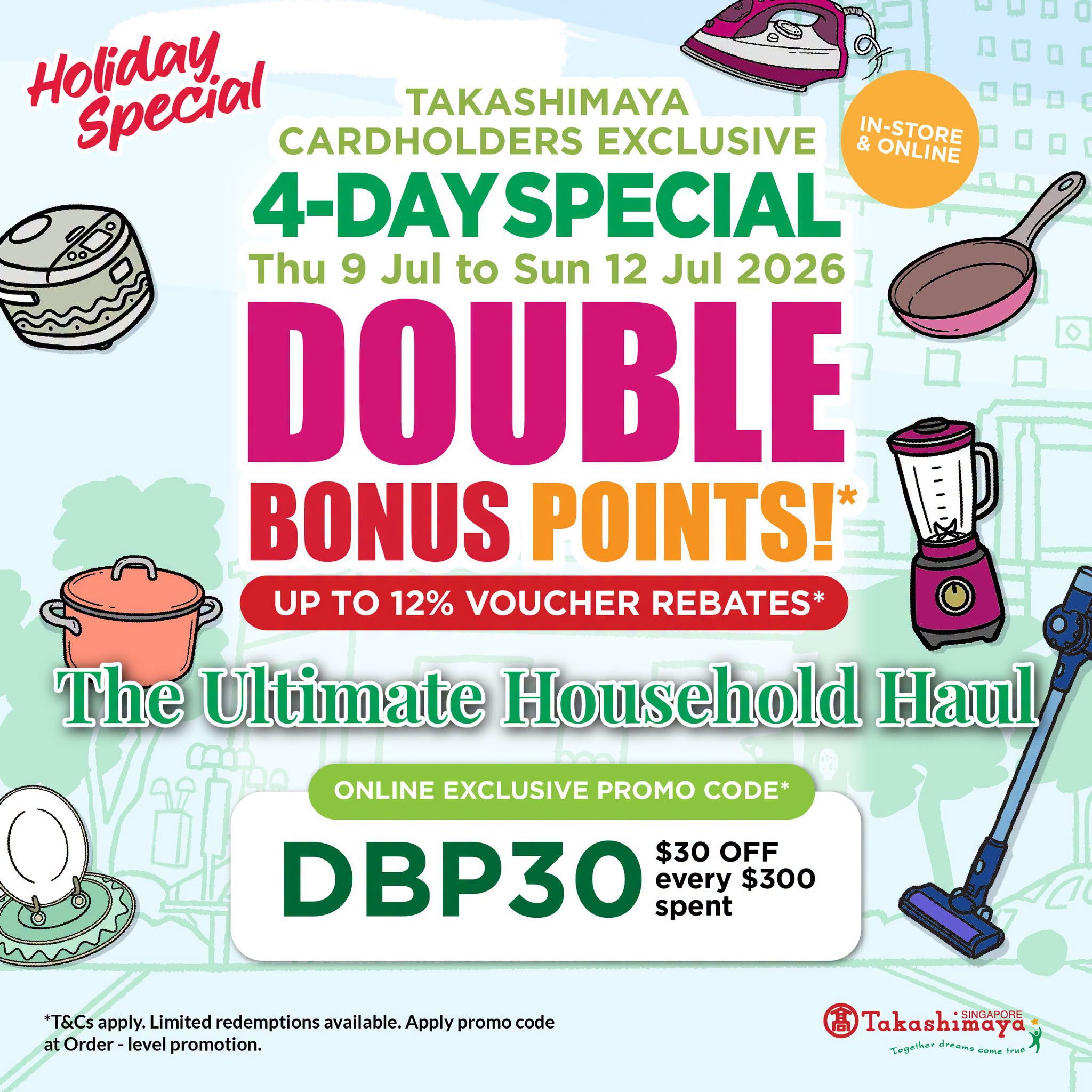 Takashimaya Double Bonus Points: Kitchenware & Home Essentials Sale