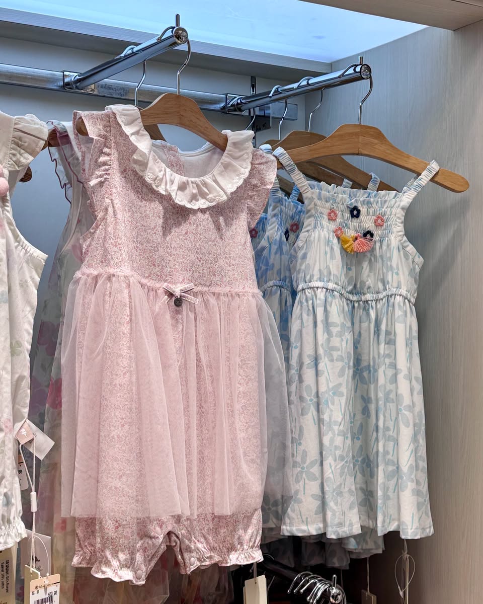 Children's dresses on display