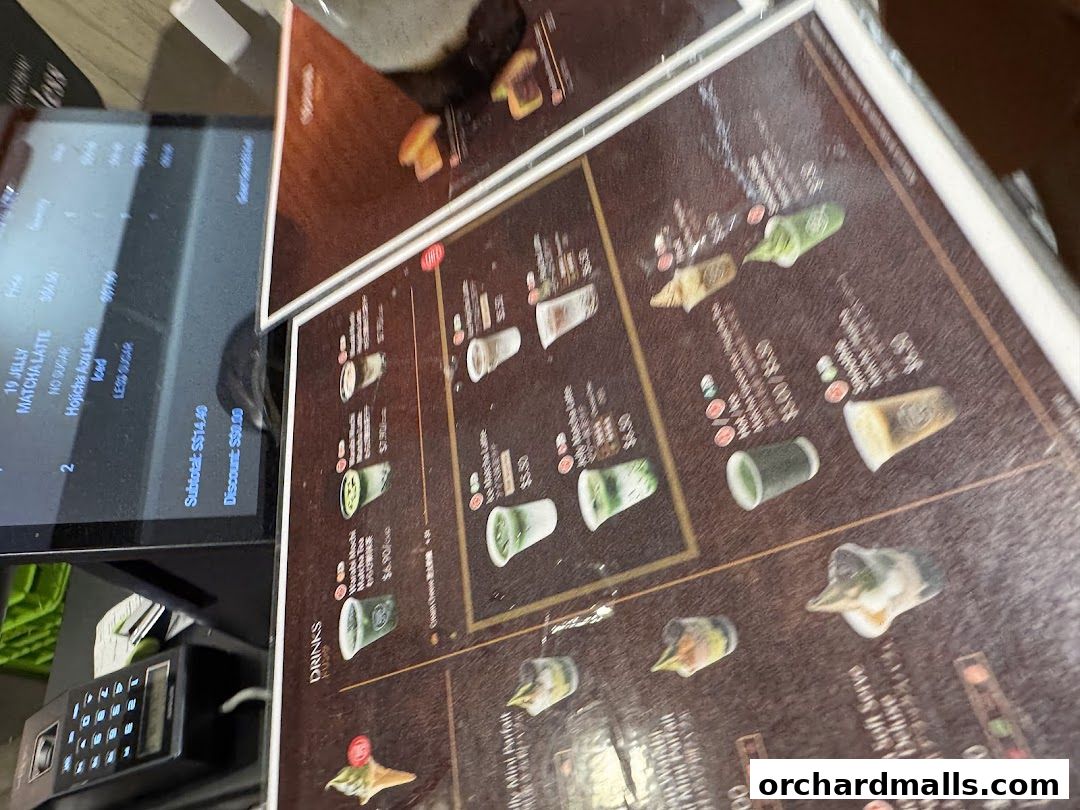 A menu from 108 Matcha Saro showing various matcha drinks and desserts.