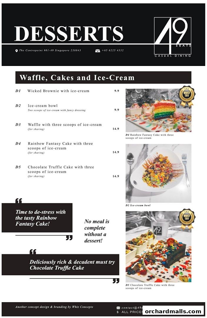 Menu page for 49 Seats The Centrepoint