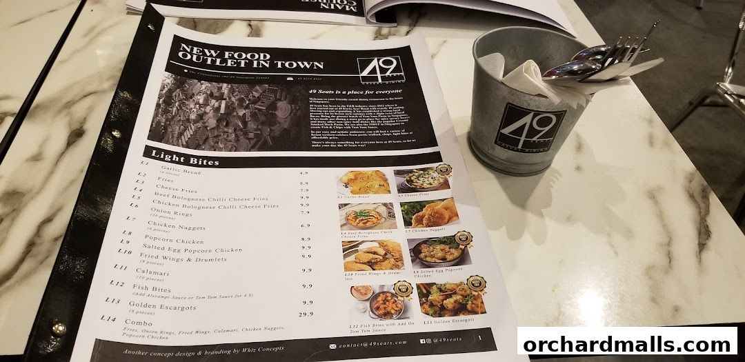 Menu page for 49 Seats The Centrepoint