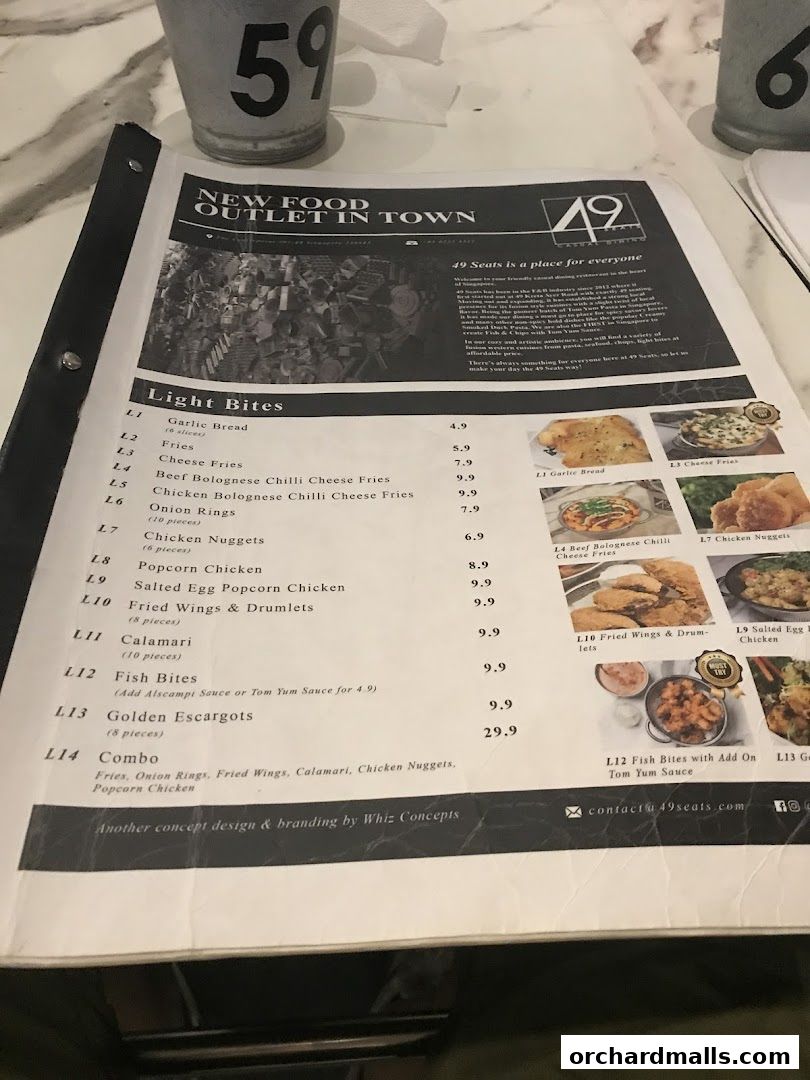 Menu page for 49 Seats The Centrepoint