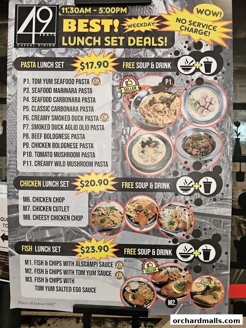 Menu page for 49 Seats The Centrepoint