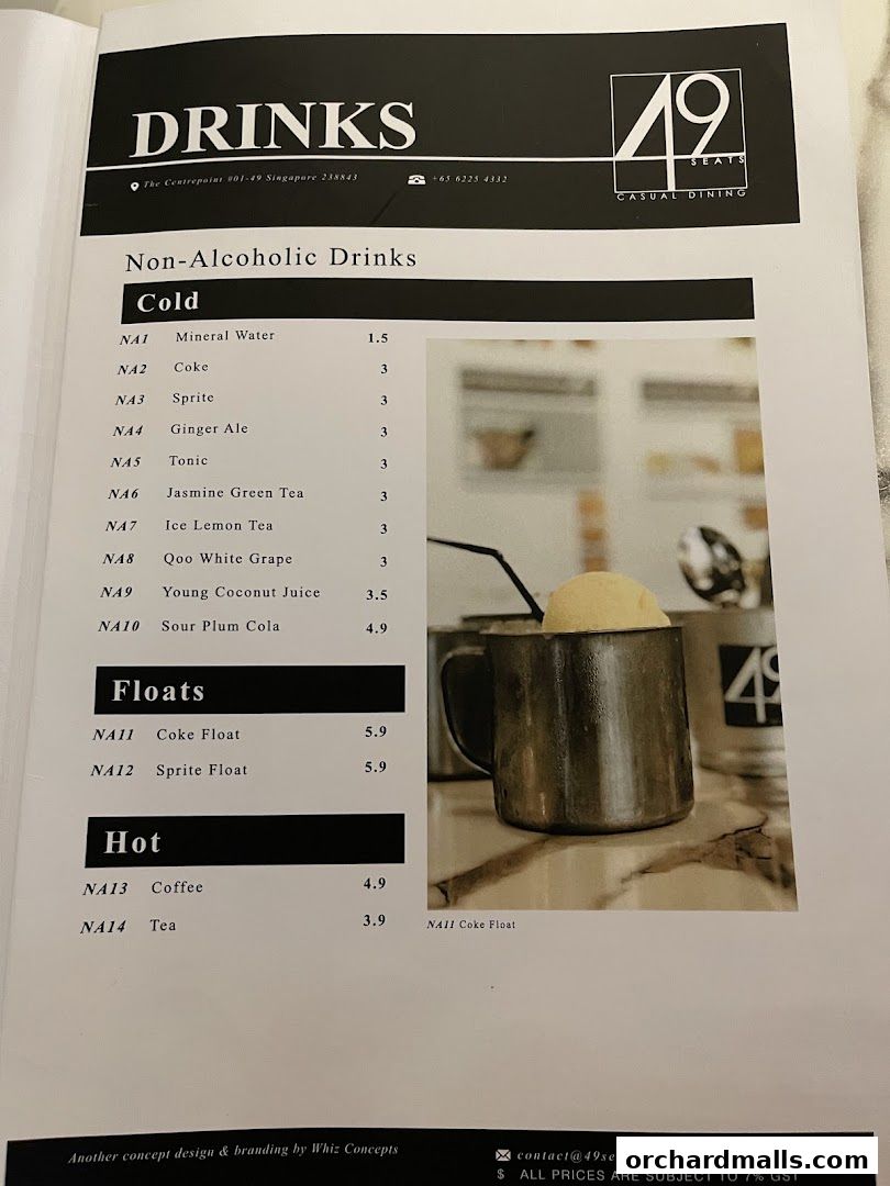 Menu page for 49 Seats The Centrepoint
