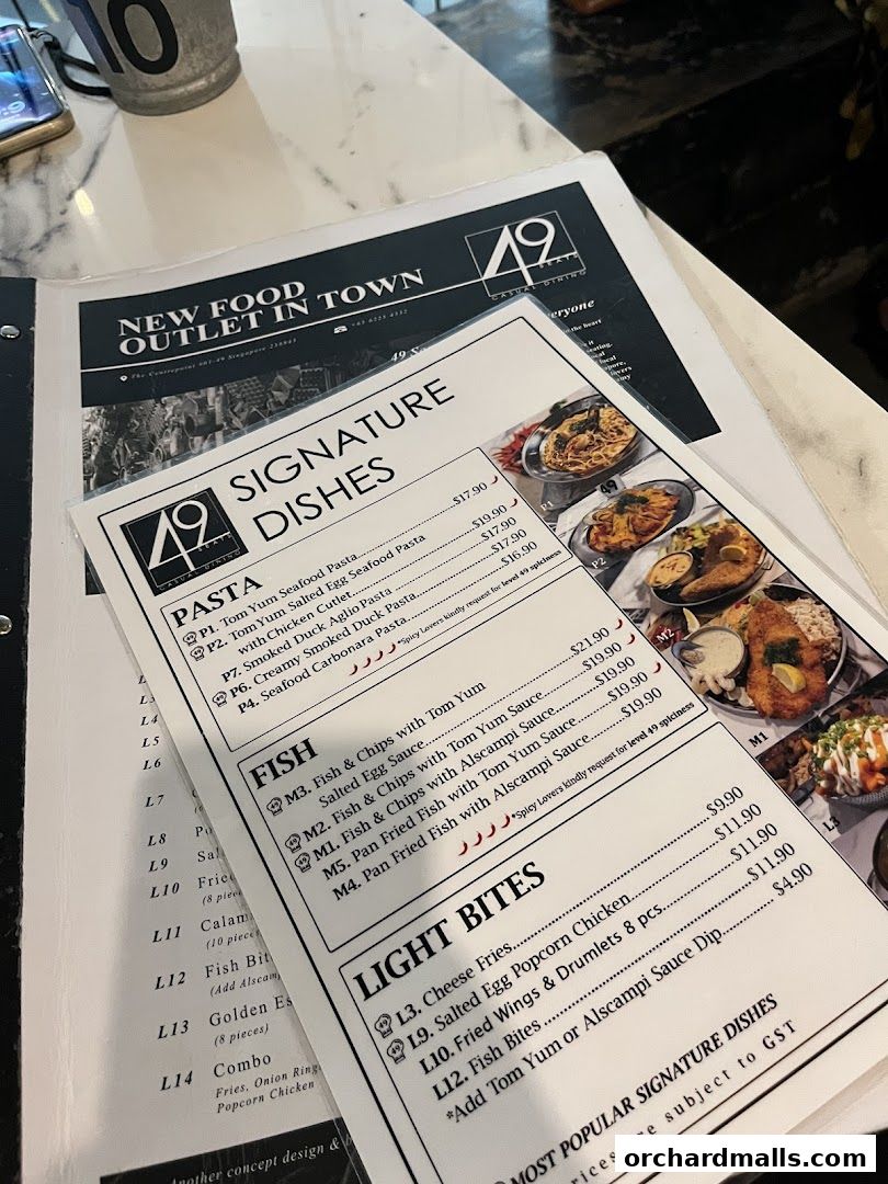 Menu page for 49 Seats The Centrepoint