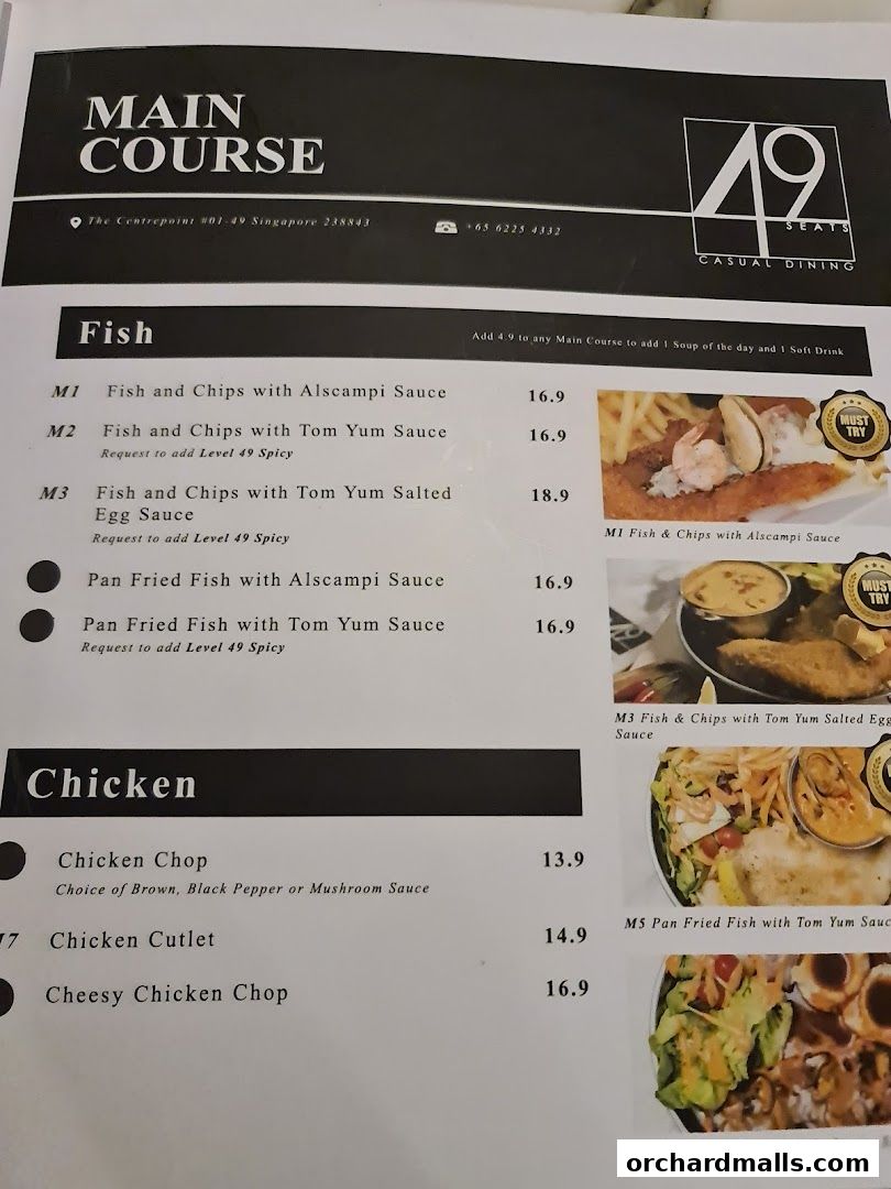 Menu page for 49 Seats The Centrepoint