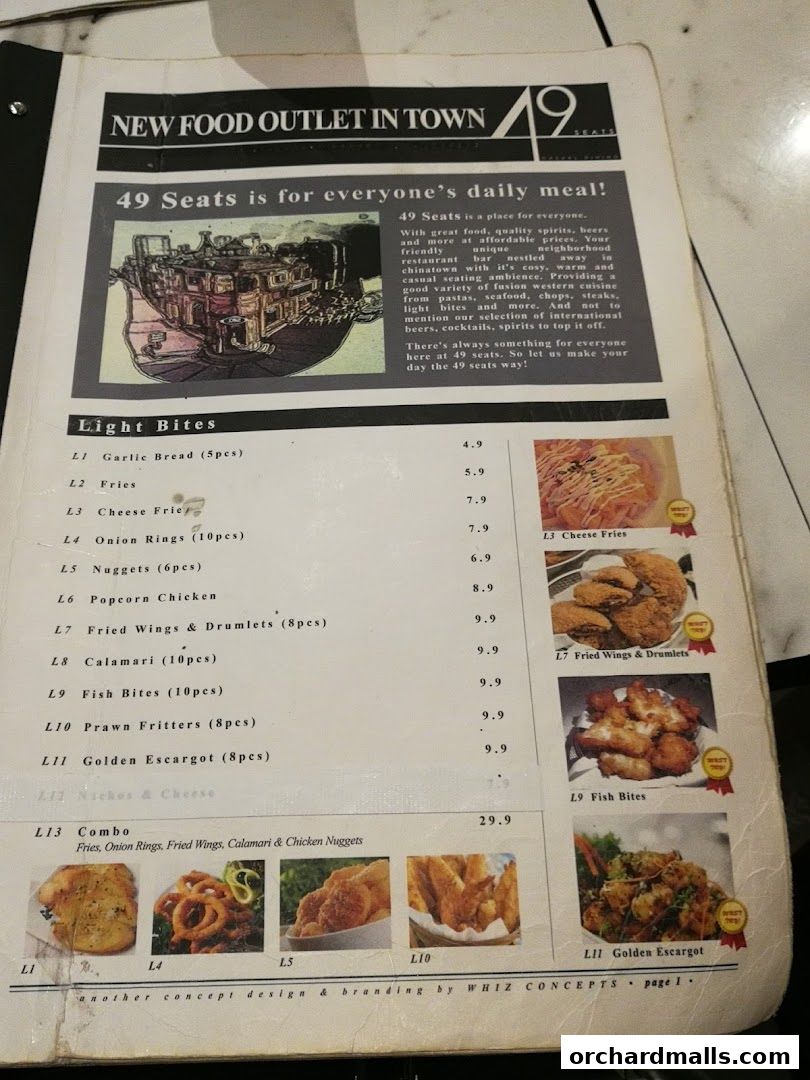 Menu page for 49 Seats The Centrepoint
