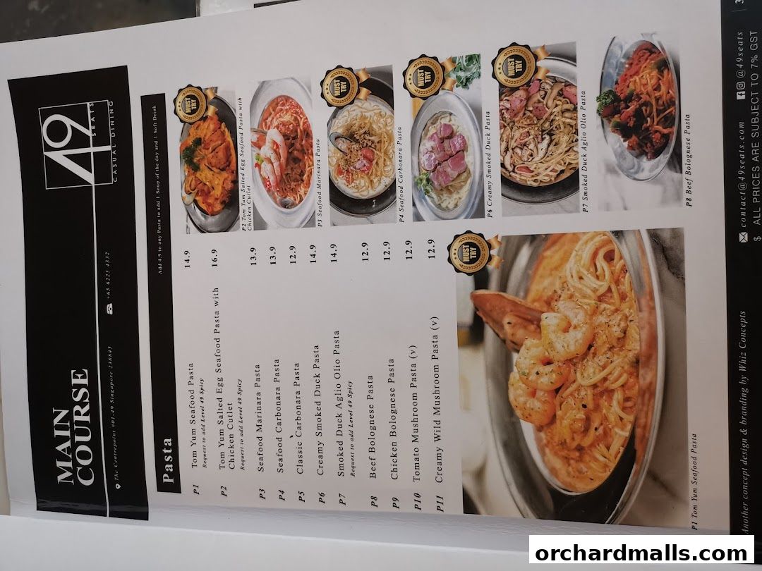 Menu page for 49 Seats The Centrepoint