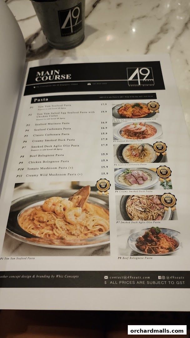 Menu page for 49 Seats The Centrepoint