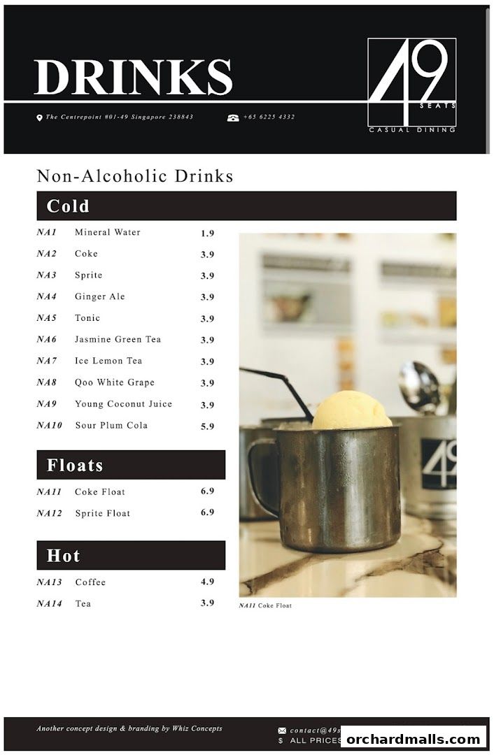 Menu page for 49 Seats The Centrepoint