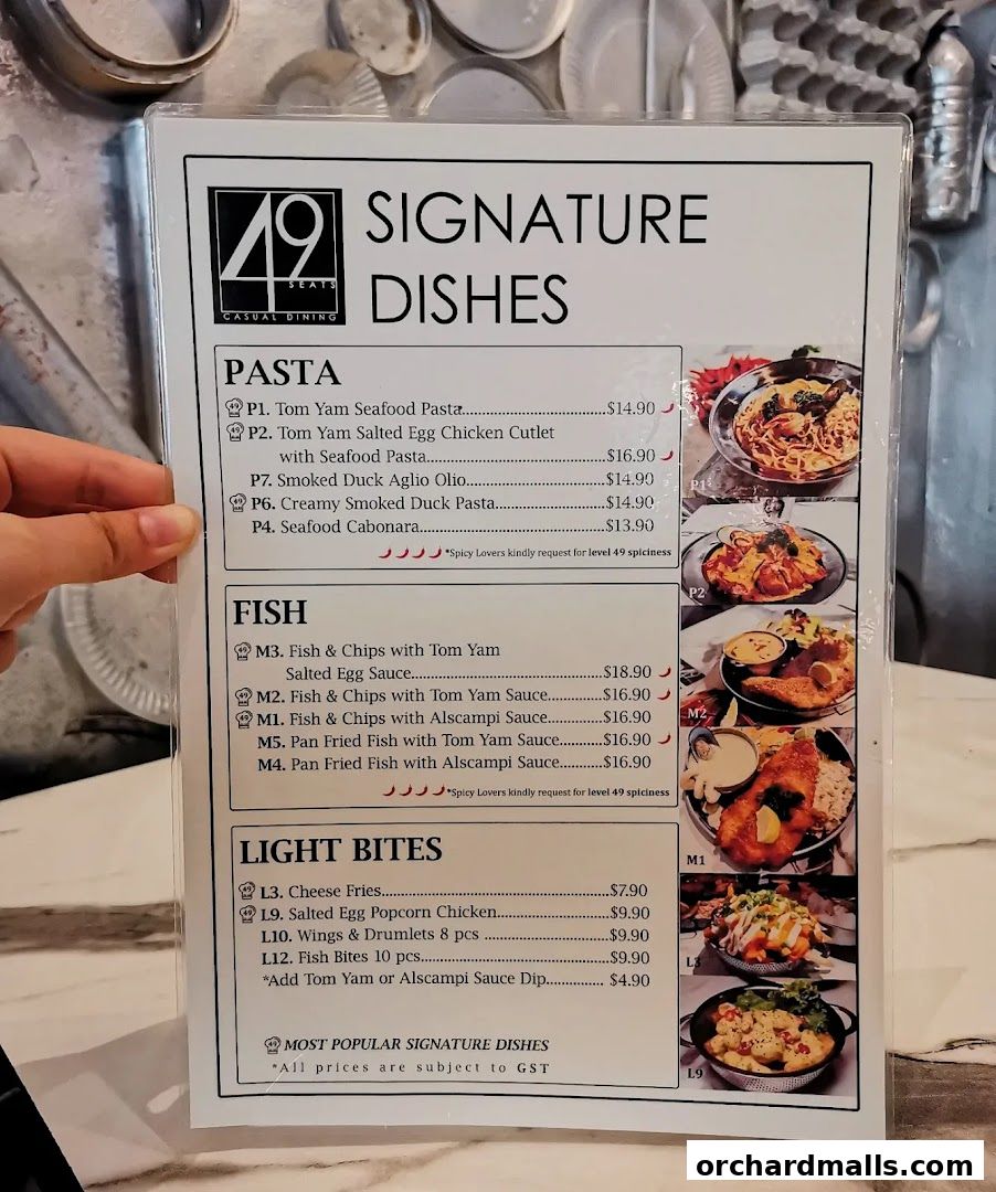 Menu page for 49 Seats The Centrepoint