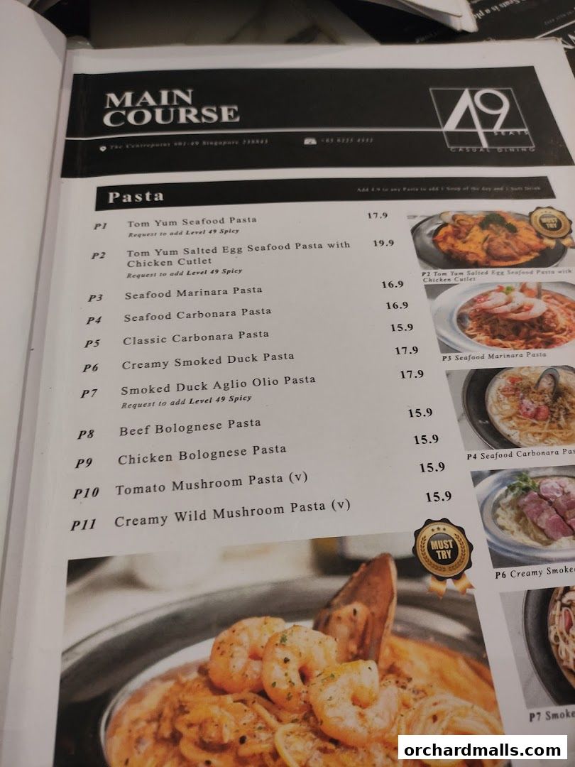 Menu page for 49 Seats The Centrepoint