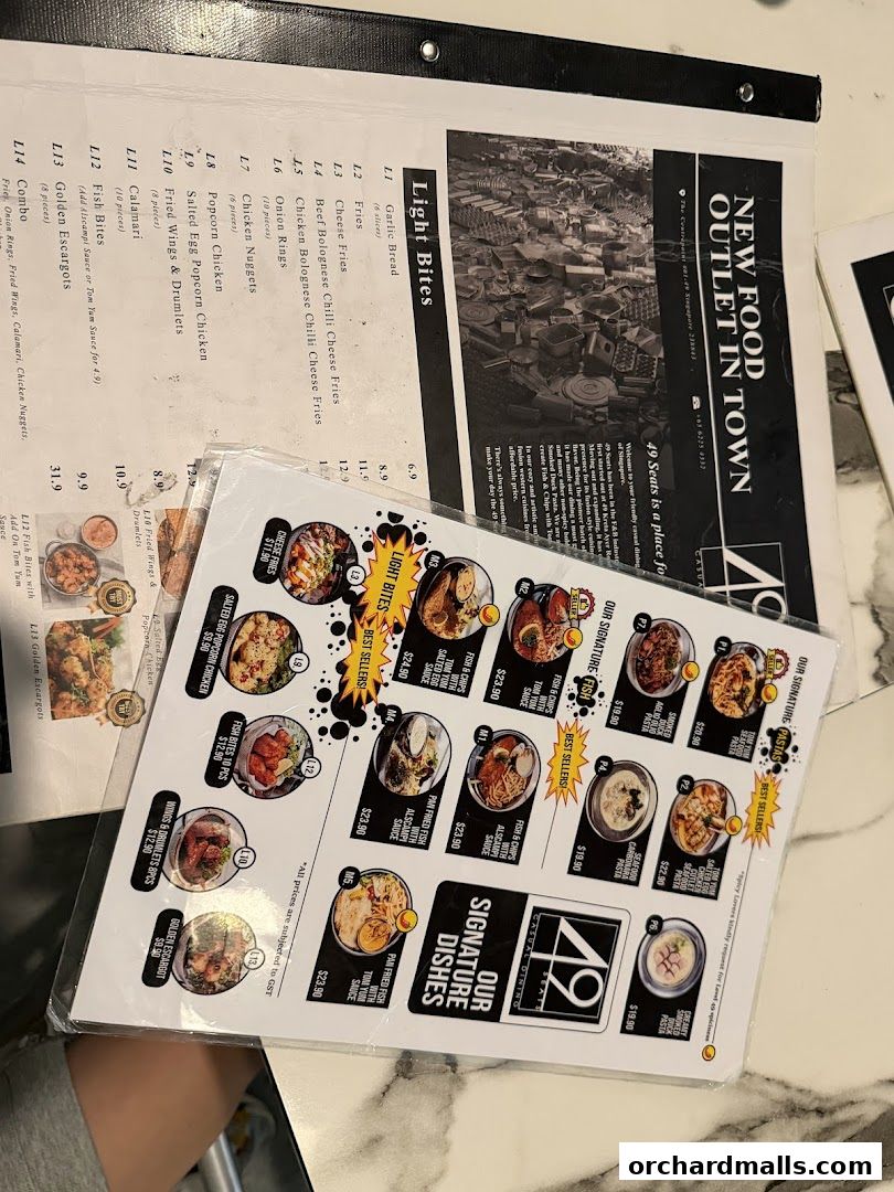 Menu page for 49 Seats The Centrepoint