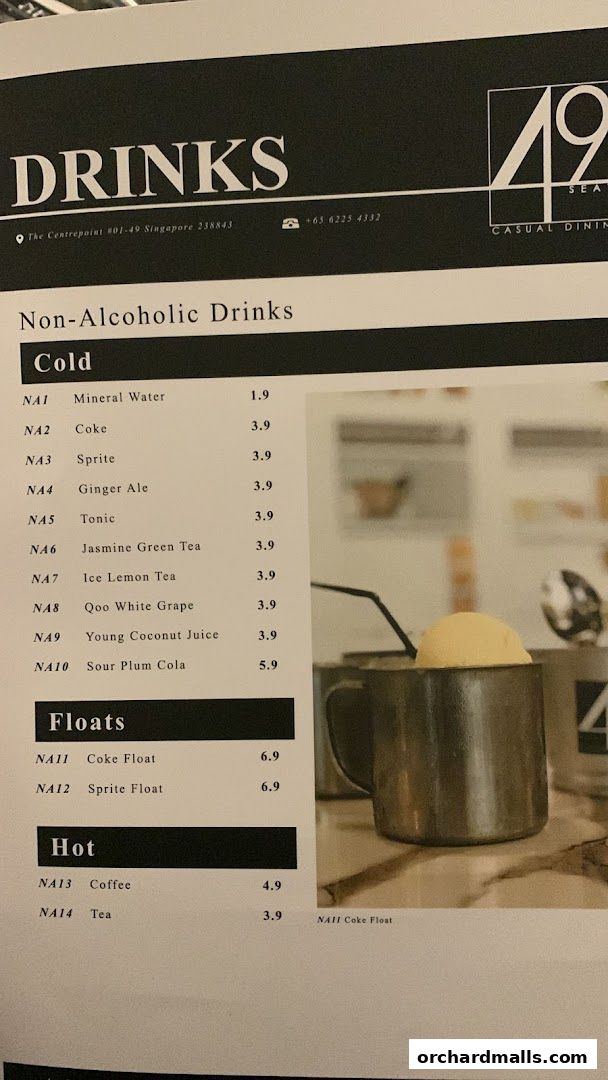 Menu page for 49 Seats The Centrepoint