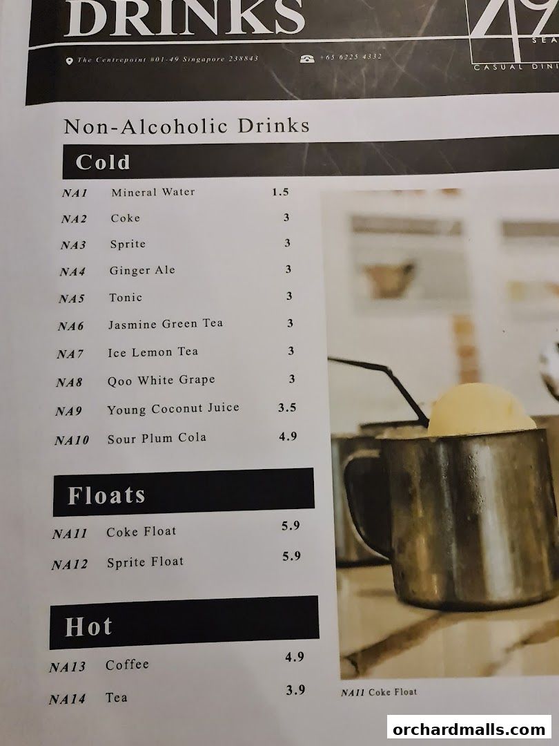 Menu page for 49 Seats The Centrepoint