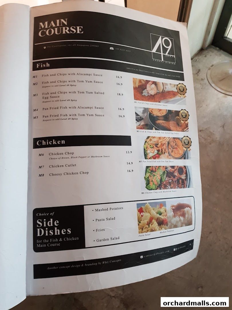 Menu page for 49 Seats The Centrepoint