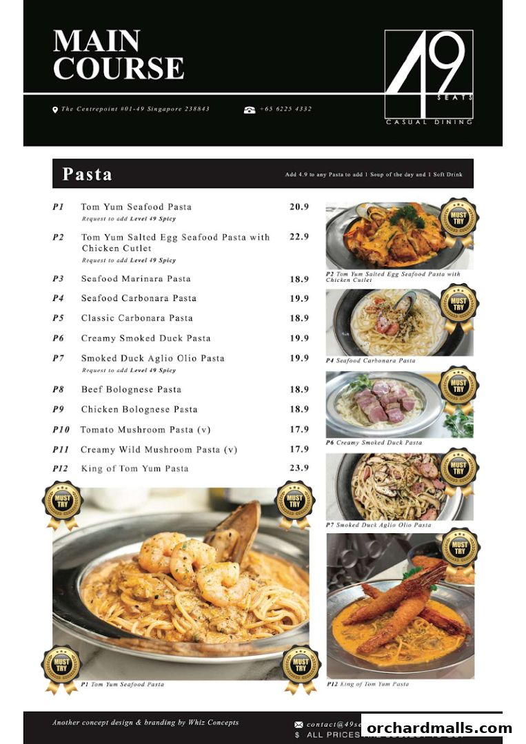 Menu page for 49 SEATS