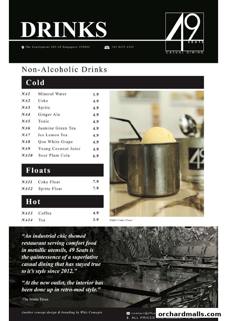 Menu page for 49 SEATS