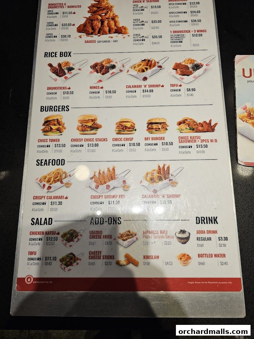 Menu page for 4Fingers Crispy Chicken