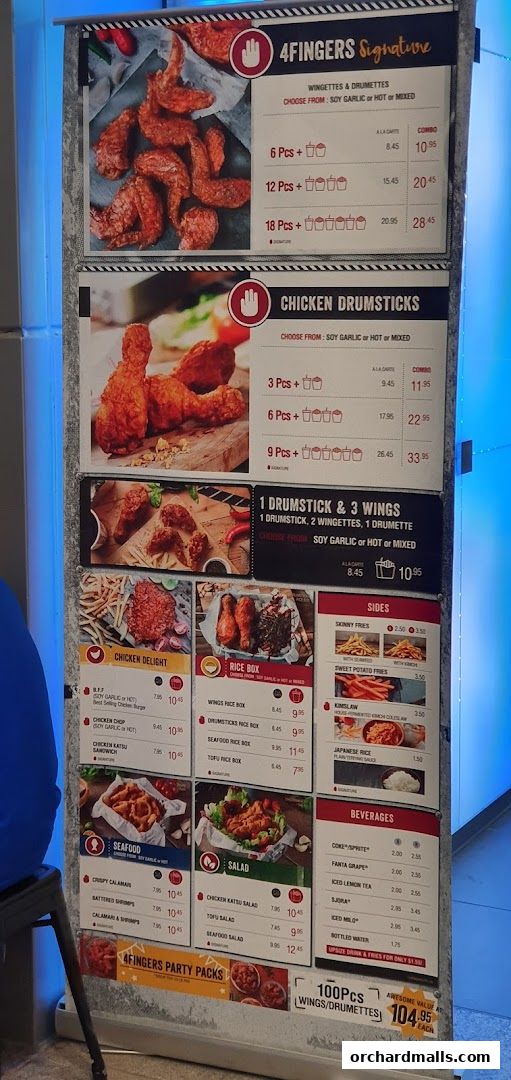 Menu page for 4Fingers Crispy Chicken