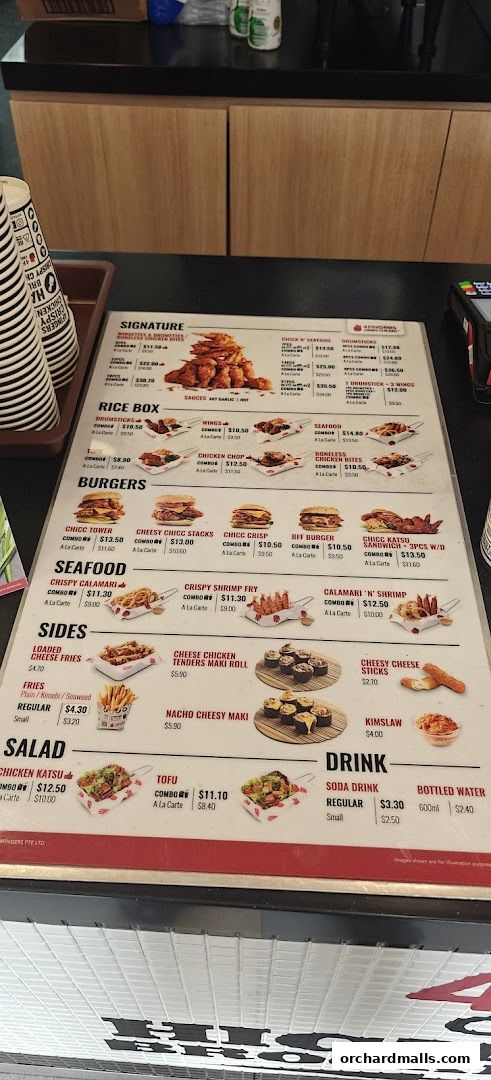 Menu page for 4Fingers Crispy Chicken