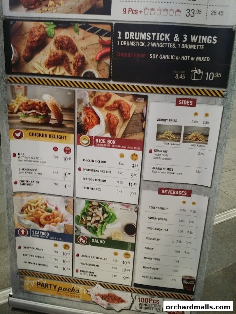 Menu page for 4Fingers Crispy Chicken