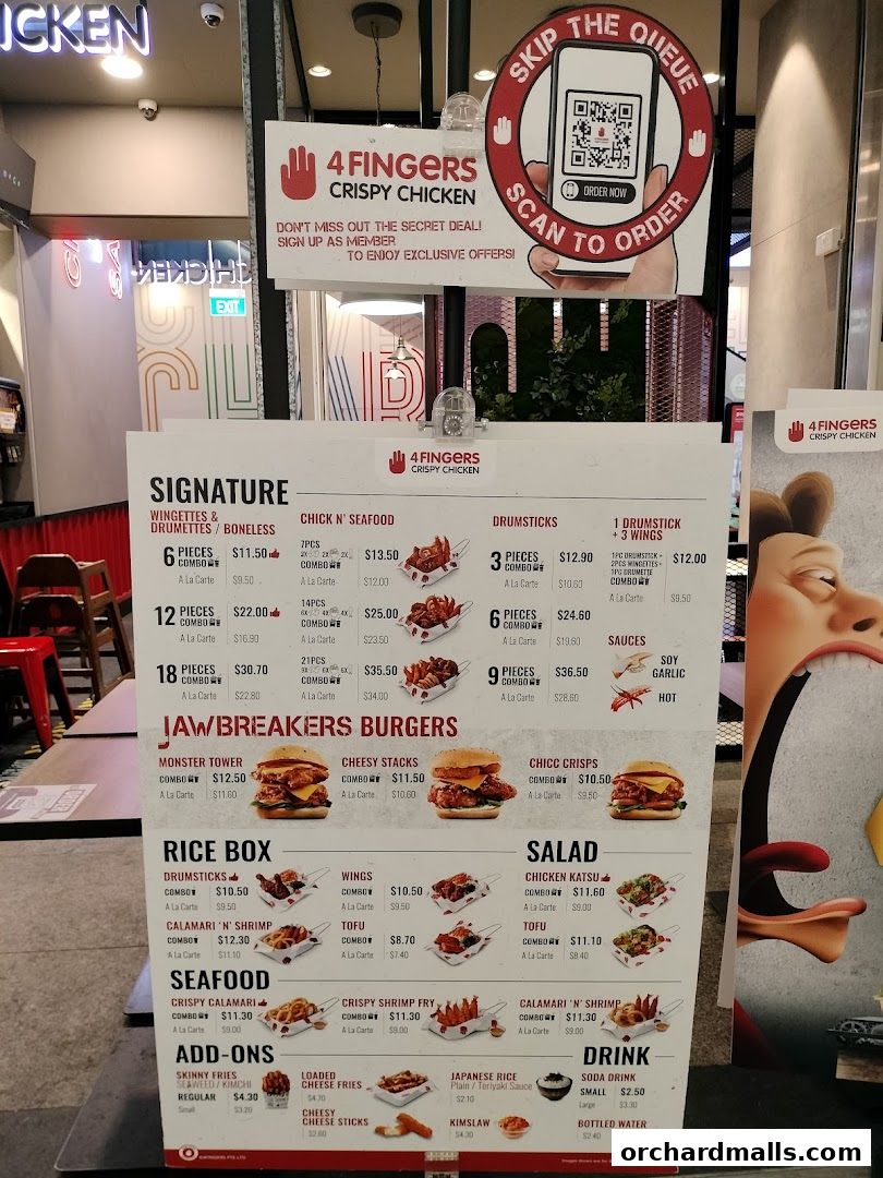 Menu page for 4Fingers Crispy Chicken