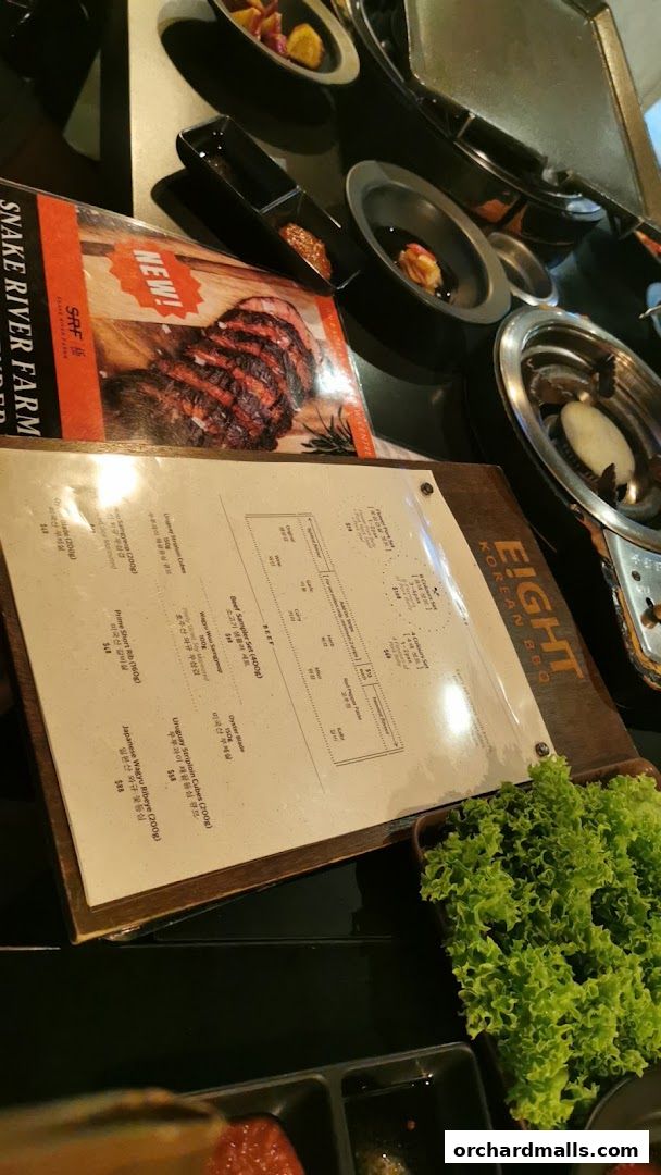 Menu page for 8 Korean BBQ  Korean Bbq Orchard  Shaw Centre
