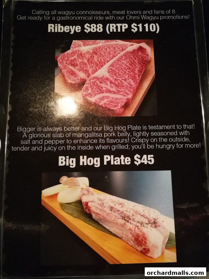 Menu page for 8 Korean BBQ  Korean Bbq Orchard  Shaw Centre