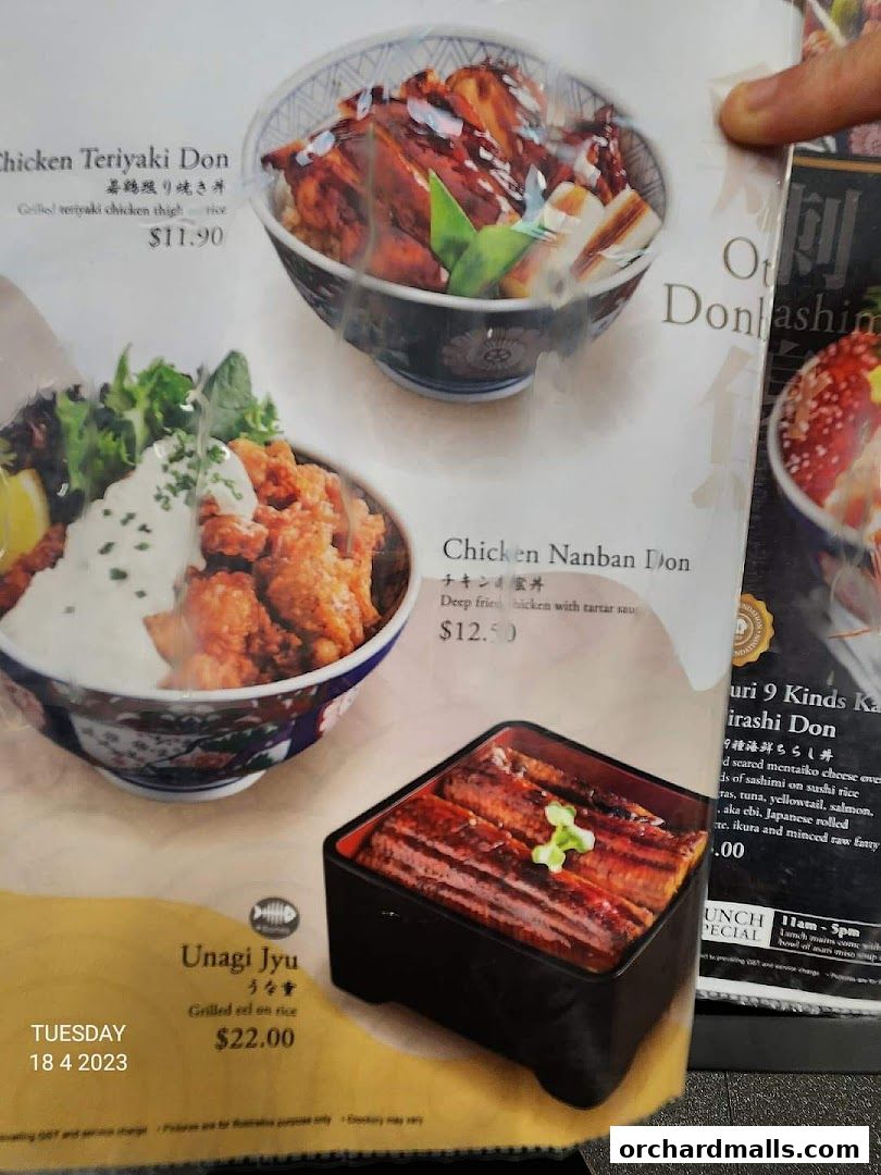 Menu page for Aburi-EN Isetan Scotts