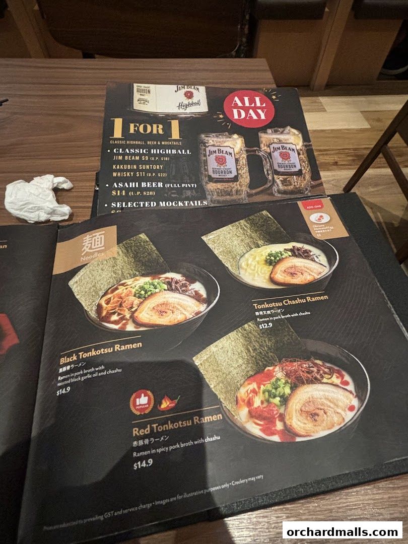 Menu page for Aburi-EN Isetan Scotts
