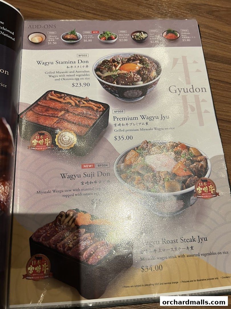 Menu page for Aburi-EN Isetan Scotts