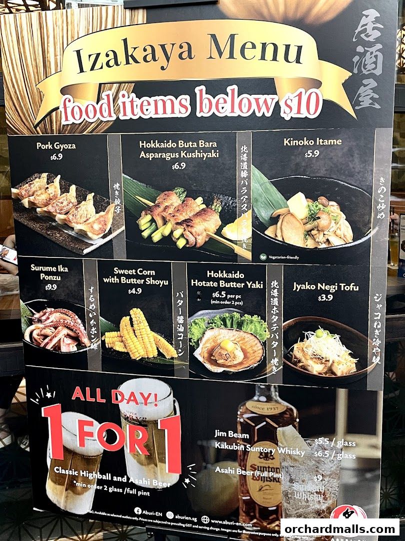 Menu page for Aburi-EN Isetan Scotts