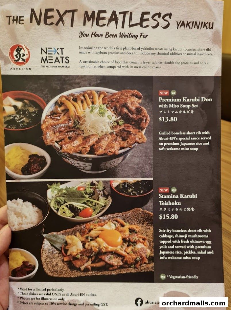 Menu page for Aburi-EN Isetan Scotts