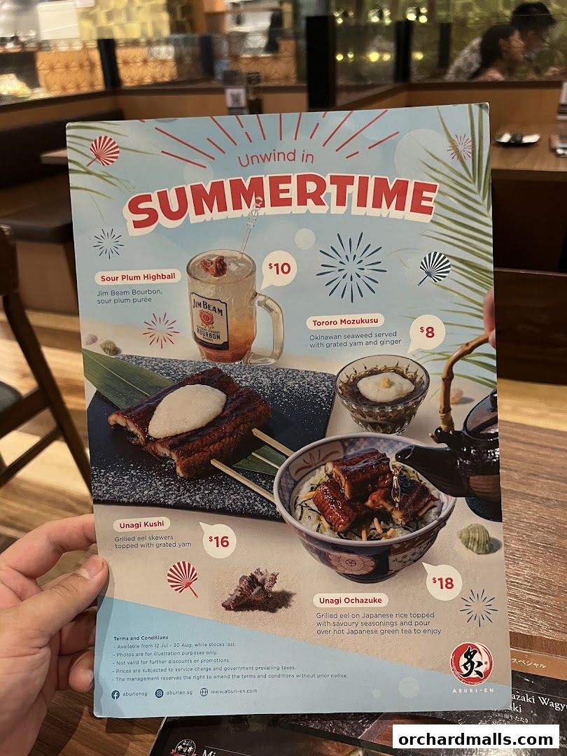 Menu page for Aburi-EN Isetan Scotts