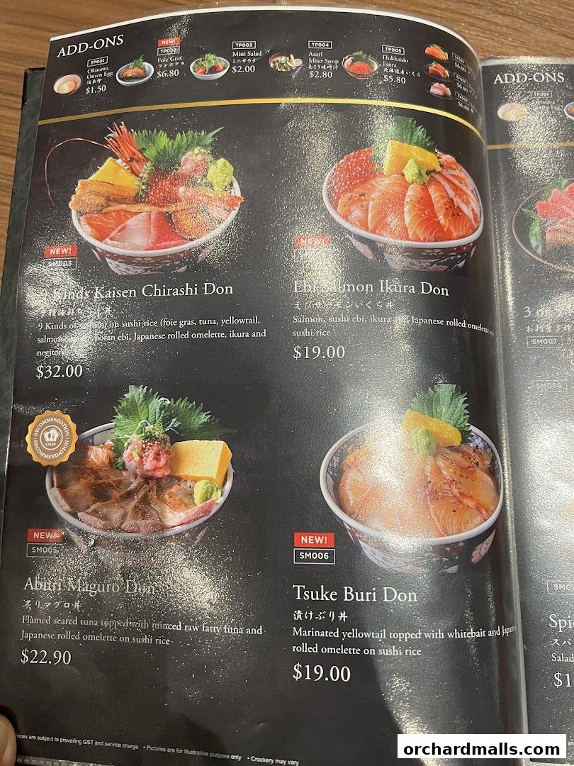 Menu page for Aburi-EN Isetan Scotts