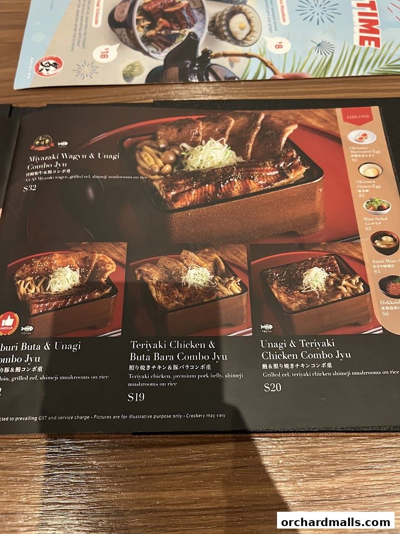 Menu page for Aburi-EN Isetan Scotts