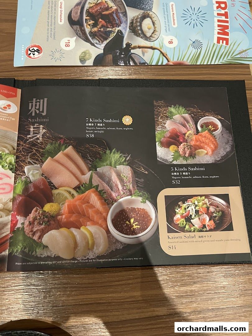 Menu page for Aburi-EN Isetan Scotts